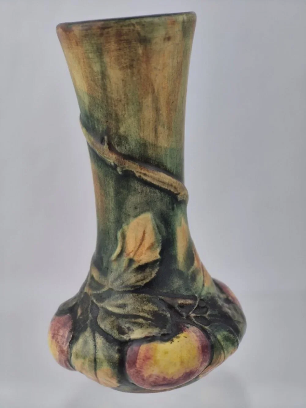 Vintage Weller Baldin Apple Bud Vase Sculpted Marked  WELLER on Bottom